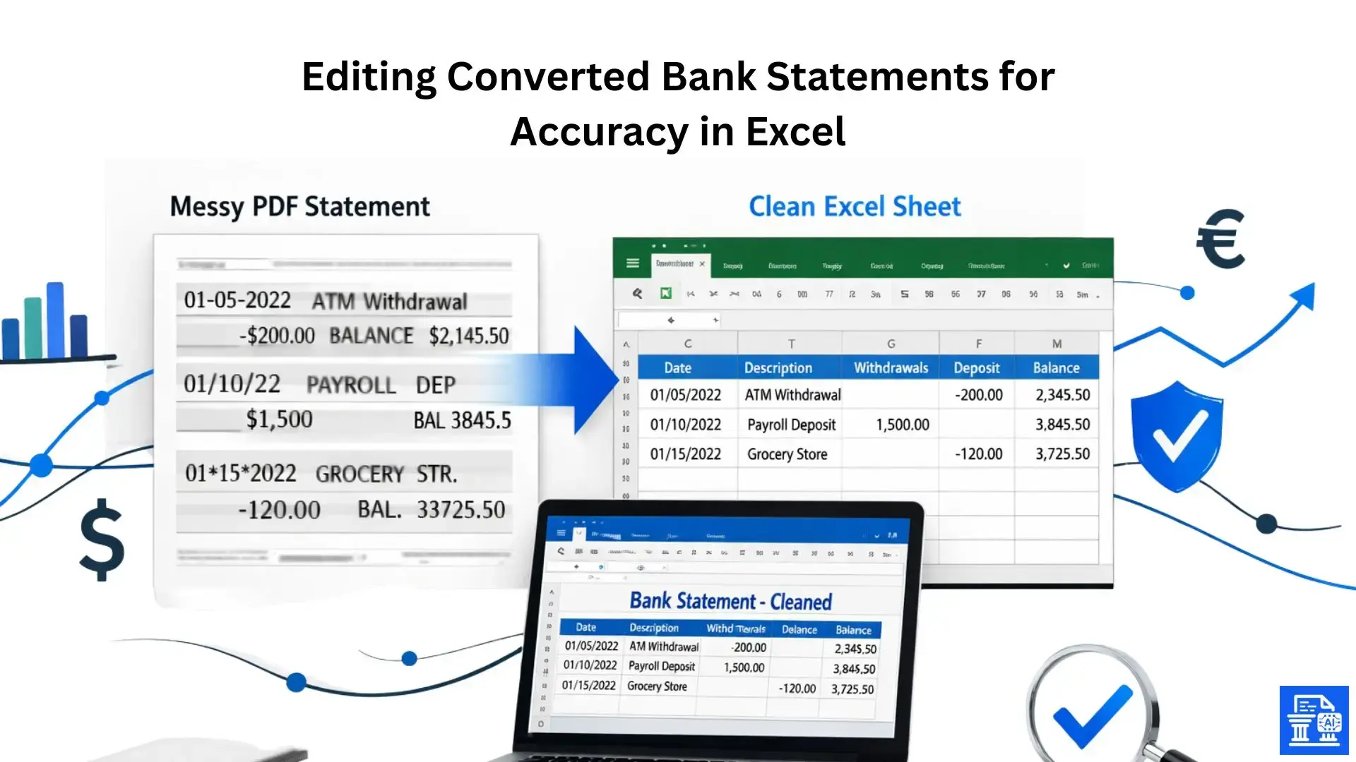 Editing Converted Bank Statements for Accuracy in Excel